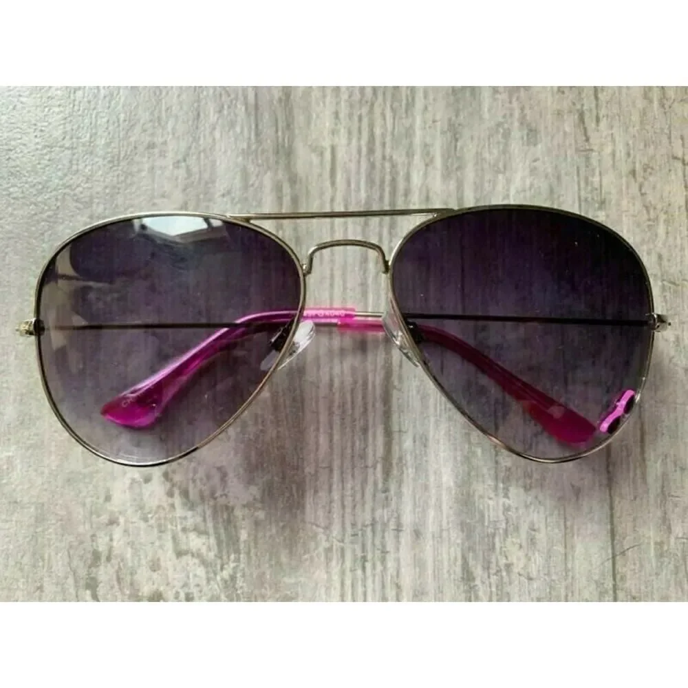 Summer Sunglasses Aviator Oversized Fashion Trendy Silver Pink Decal Designer